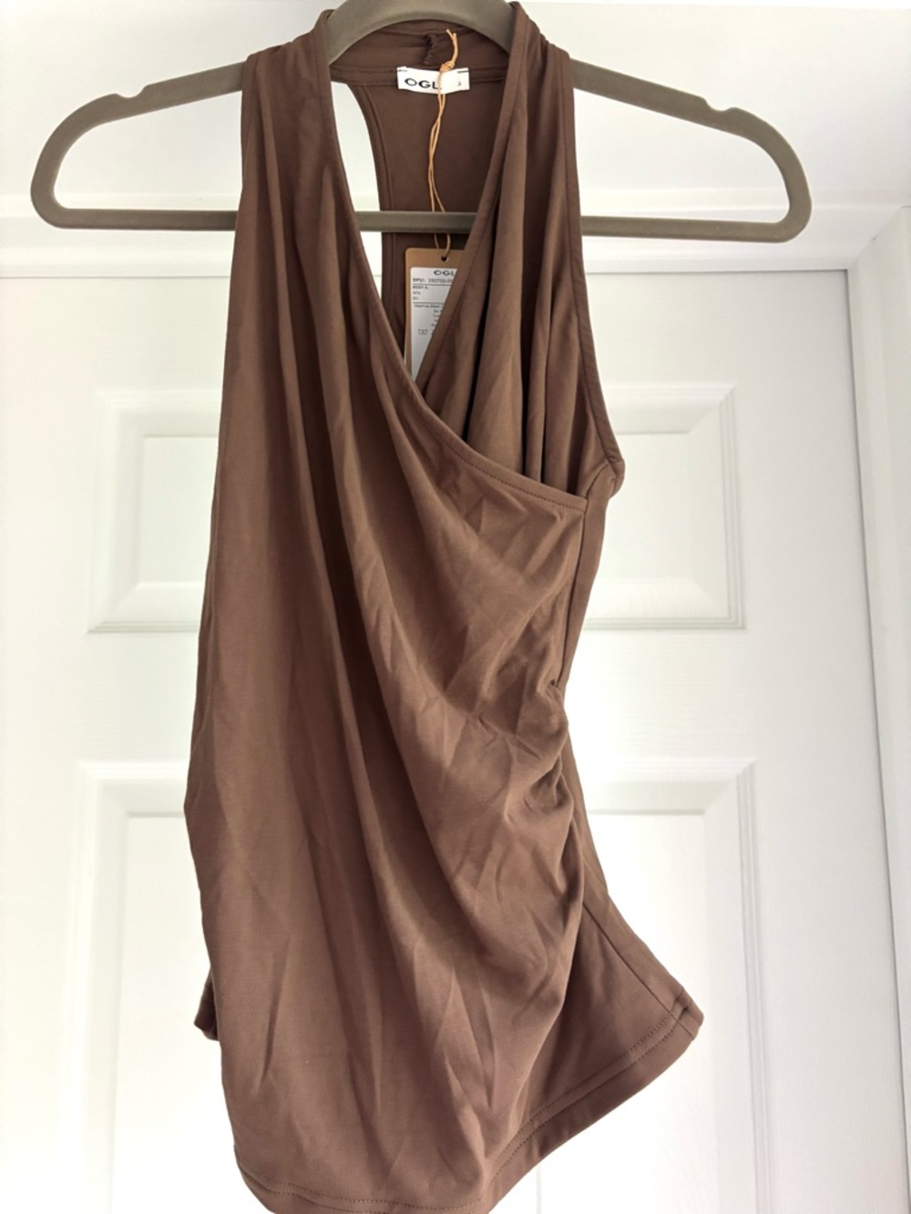 NWT OGL Brown Draped Sleeveless Top
